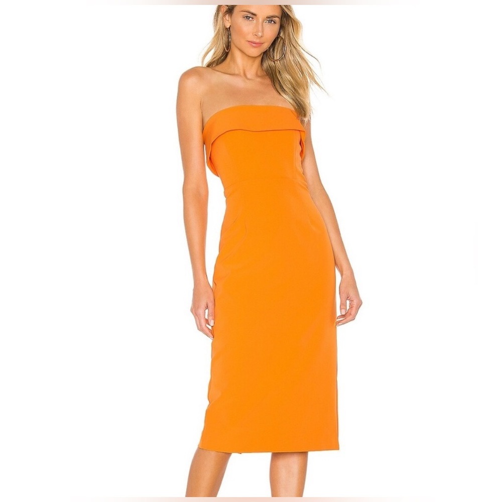 Anthropologie Bardot Orange Strapless Cocktail Dress